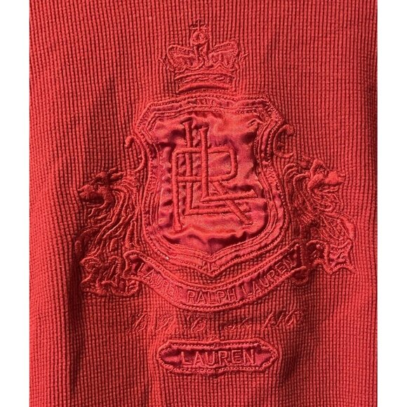 Lauren Ralph Lauren Active Sweater Women Size Measured Red Embroidred 1/4 Zip - Picture 10 of 10